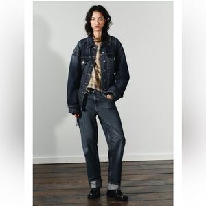 Zara Mid-rise Folded Straight Leg Jeans